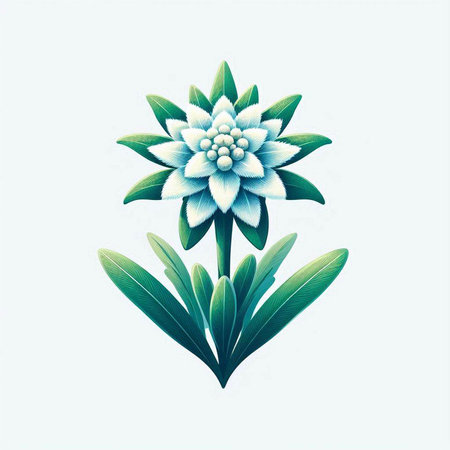 Blue flower with leaves on a white background. Vector illustration for your designのイラスト素材