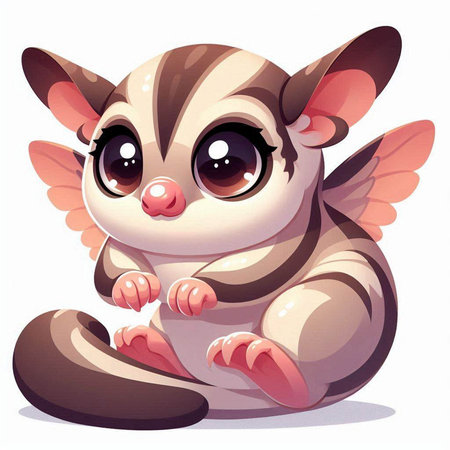 Cute cartoon sugar glider. Vector illustration isolated on white background.のイラスト素材