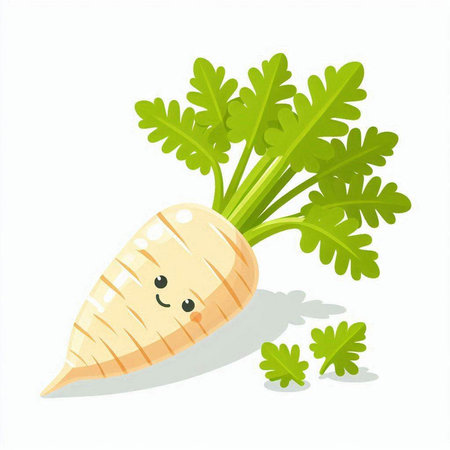 Carrot with green leaves isolated on white background. Vector illustration.のイラスト素材
