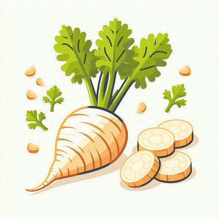 Carrot and parsley on a white background. Vector illustration.のイラスト素材
