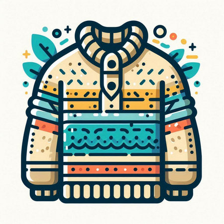 Winter knitted sweater. Colorful vector illustration in scandinavian style.のイラスト素材