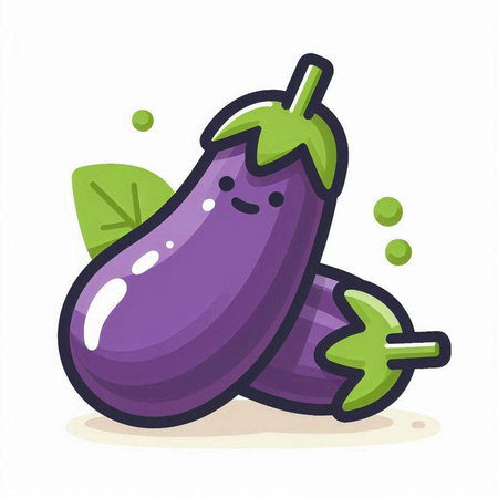 Illustration of purple eggplant on a white background. Vector illustration.のイラスト素材