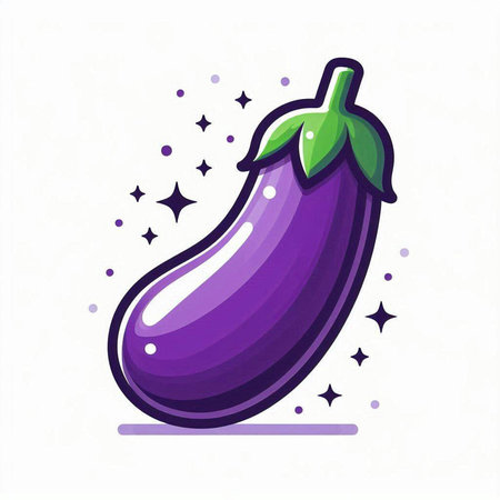 Illustration of purple eggplant on white background. Vector illustration.のイラスト素材