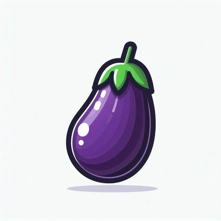 Illustration of a purple eggplant isolated on a white background.のイラスト素材