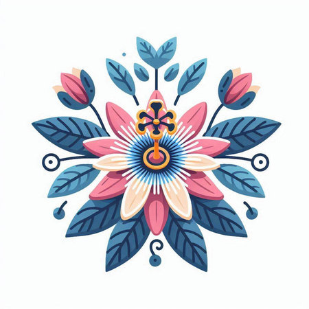 Vector illustration of flower in doodle style on white background.のイラスト素材