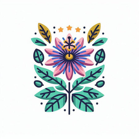 Flower embroidery. Hand drawn vector illustration for your designのイラスト素材