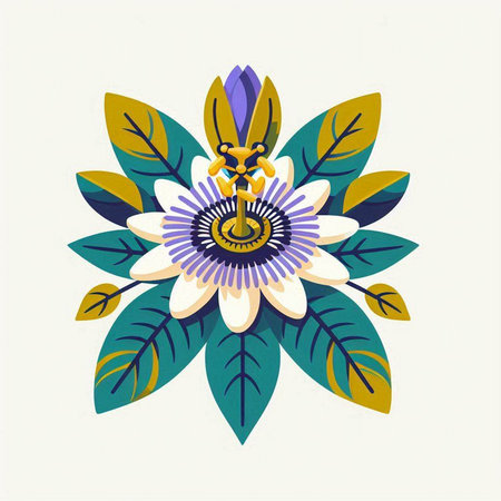 Vector illustration of a flower with an indian pattern on a white backgroundのイラスト素材