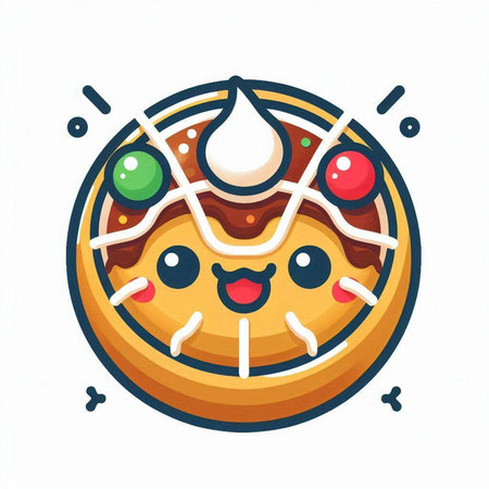 Cute cartoon pie icon. Vector illustration isolated on white background.のイラスト素材