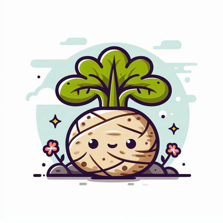 Cute celery vegetable cartoon vector illustration. Vegetable character design.のイラスト素材