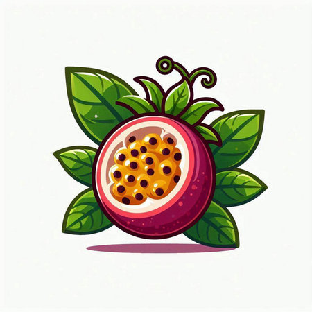 Passion fruit vector illustration isolated on white background. Passion fruit icon.のイラスト素材