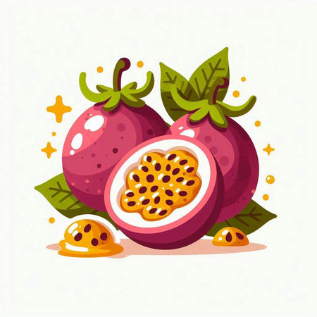 Passion fruit vector illustration. Isolated passion fruit on white background.のイラスト素材
