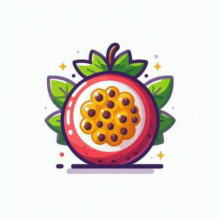 Passion fruit vector illustration. Isolated passion fruit icon on white background.のイラスト素材