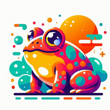 Frog on abstract colorful background. Vector illustration for your design.のイラスト素材