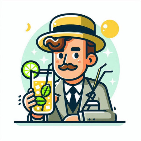 Cocktail barman. Vector illustration in flat cartoon style.のイラスト素材