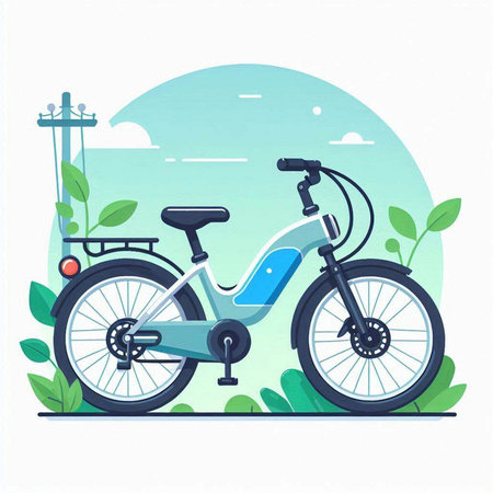 Bike in the park. Flat style vector illustration on white background.のイラスト素材