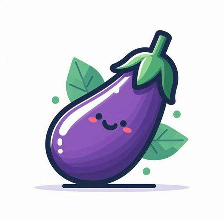 Cute eggplant character. Vector illustration in flat cartoon style.のイラスト素材