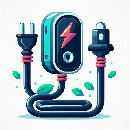 Electric power plug and socket. Vector illustration in flat cartoon style.のイラスト素材