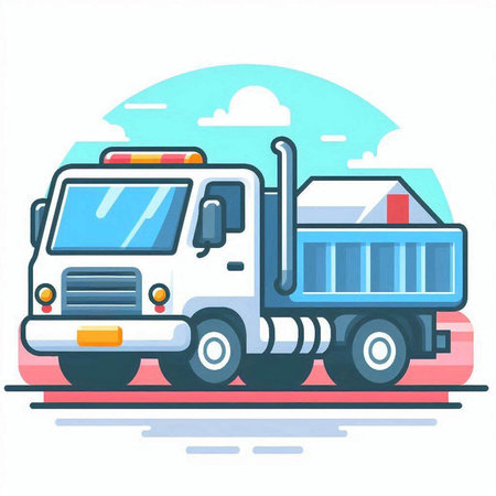 Flat vector illustration of a tow truck on a road in the cityのイラスト素材