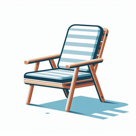 Illustration of a deck chair isolated on a white background - vectorのイラスト素材