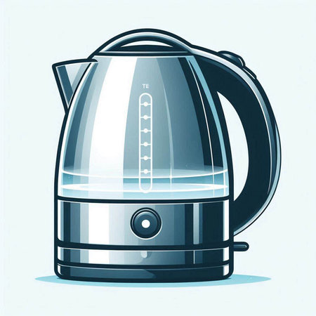 Electric kettle isolated on white background. Vector illustration in cartoon style.のイラスト素材