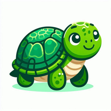 Cute cartoon turtle. Vector illustration isolated on a white background.のイラスト素材