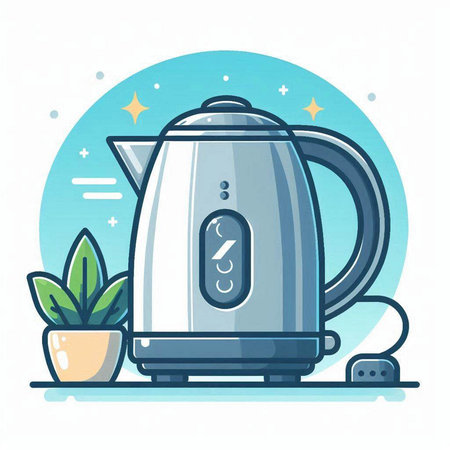 Vector illustration of electric kettle on a white background. Flat style.のイラスト素材