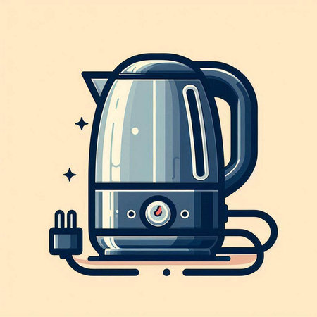 Electric kettle isolated on white background. Vector illustration in flat style.のイラスト素材