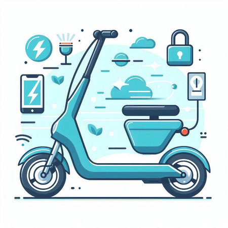 Modern electric scooter on white background. Flat style vector illustration.のイラスト素材