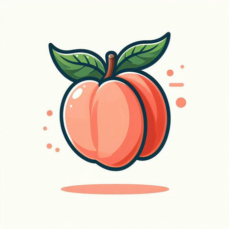 Peach fruit icon. Vector illustration. Isolated on white background.のイラスト素材