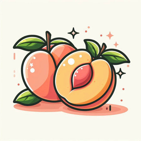 Peach fruit icon. Vector illustration of peach fruit vector icon.のイラスト素材