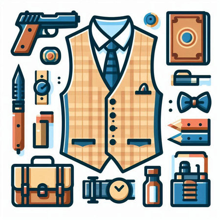 Vector illustration of a set of men's clothing and accessories. Fashion and style.のイラスト素材