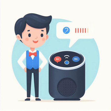 Businessman with speaker. Vector illustration in a flat cartoon style.のイラスト素材