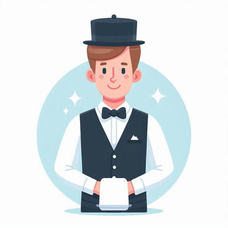Handsome man in top hat and bow tie. Vector illustrationのイラスト素材