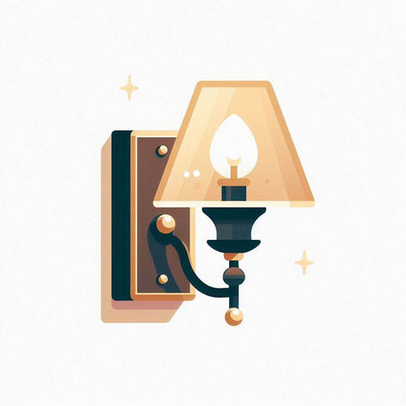 Lantern. Vector illustration in flat style. Wall lamp.のイラスト素材