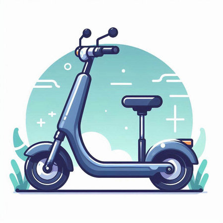 Modern scooter on a background of blue sky. Vector illustration.のイラスト素材