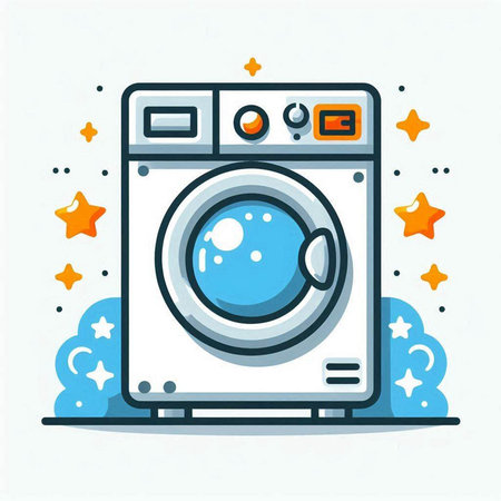 Washing machine icon in flat style. Laundry service concept. Vector illustration.のイラスト素材