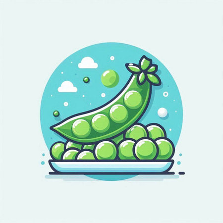 Green peas vector illustration. Healthy food concept. Green peas icon.のイラスト素材