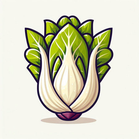 Illustration of a fresh green chinese cabbage on a white backgroundのイラスト素材