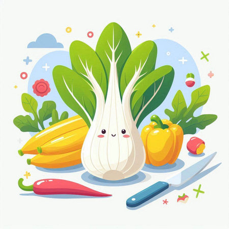 Vegetable set. Cute cartoon character. Vector illustration.のイラスト素材