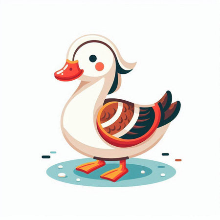 Cute cartoon duck. Vector illustration isolated on a white background.のイラスト素材