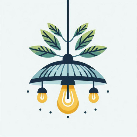 Ceiling lamp with light bulbs. Vector illustration in flat styleのイラスト素材