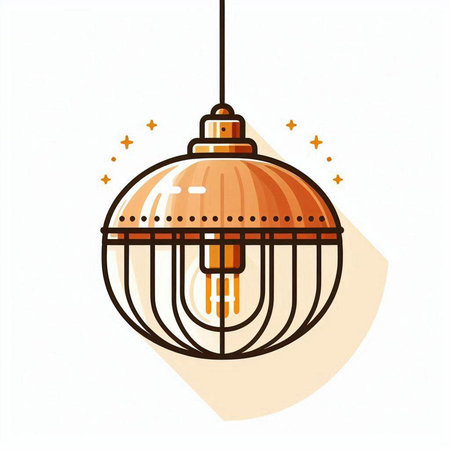 Ceiling chandelier icon in flat style. Vector illustration.のイラスト素材