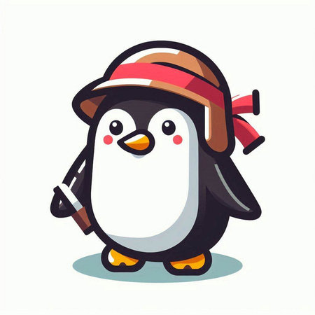 Cute cartoon penguin. Vector illustration isolated on white background.のイラスト素材