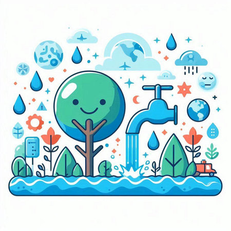Ecology, save the world, save water concept. Vector illustrationのイラスト素材
