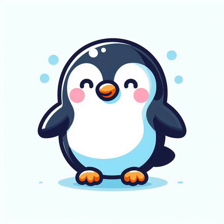 Cute cartoon penguin. Vector illustration isolated on white background.のイラスト素材
