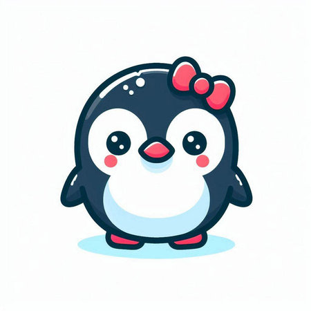Cute penguin. Vector illustration. Isolated on white background.のイラスト素材