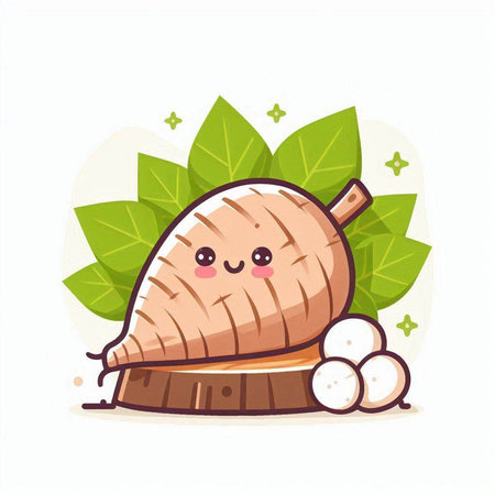 Cute yam kawaii cartoon character. Vector illustration.のイラスト素材