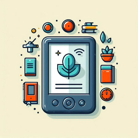 Smartphone with eco technology. Vector illustration in flat line style.のイラスト素材