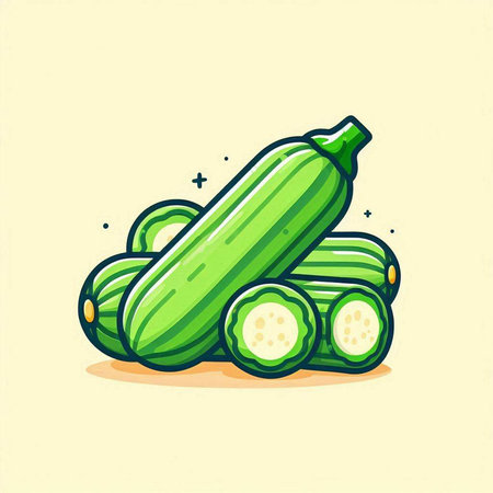 Fresh zucchini. Cartoon vector illustration. Vegetable icon.のイラスト素材