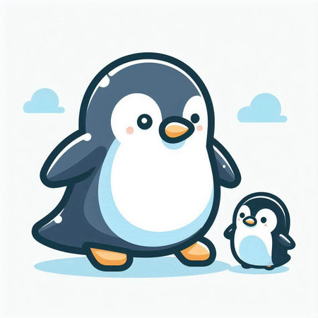 Cute penguin cartoon vector illustration. Cute cartoon penguin character.のイラスト素材